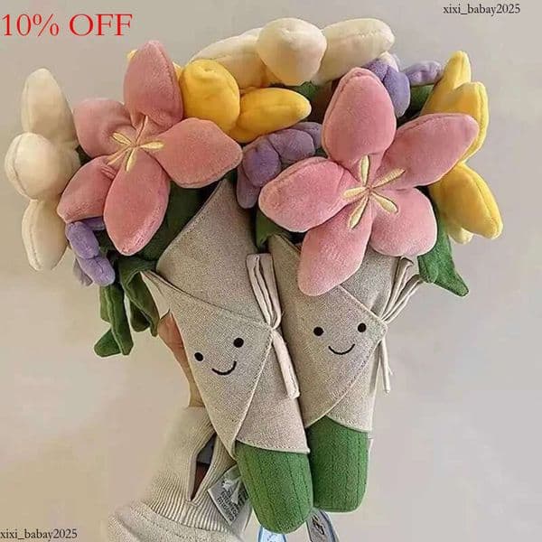 luxury Cartoon Fun Hand-held Tulip Plush Toy Bouquet Girls Graduation Day Gift Doll pt260517