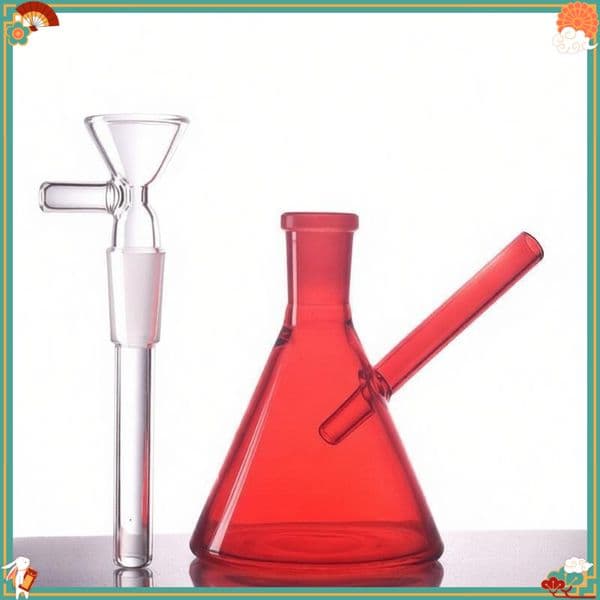 Portable Red Mini Glass Beaker Bong Water Tobacco Pipe Bong with 14mm Male Downstem Glass Tobacco banger Bowl in stock
