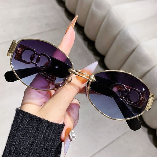 Luxury Brand Designer Oval Sunglasses - New Style Women's Metal Trendy Street Photography Sunglasses - Retro Trendy Photo-taking Sunglasses