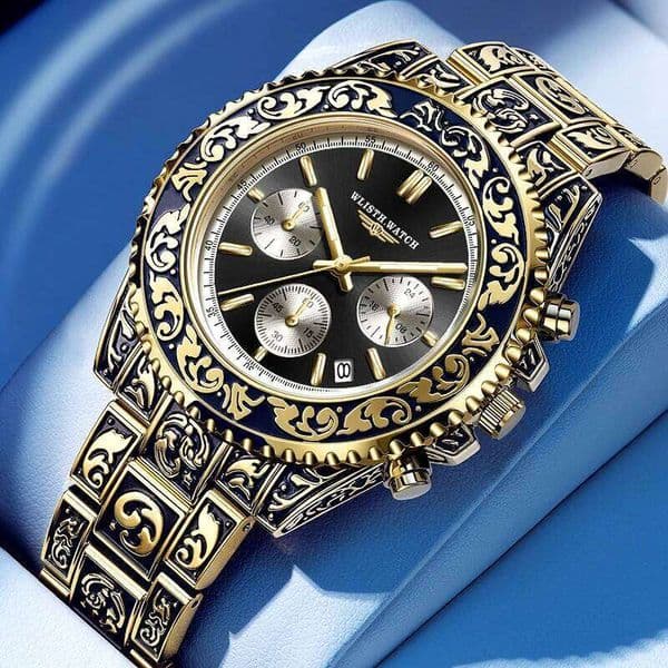 WLISTH multi-functional men's retro engraved quartz watches calendar cross-border best-selling