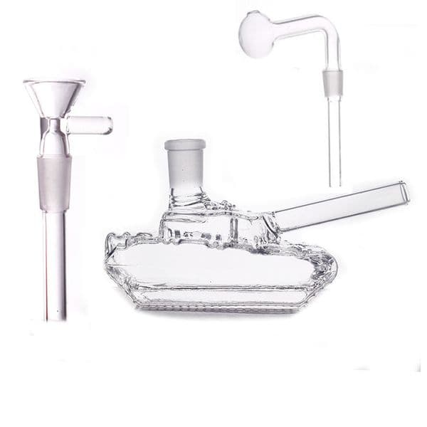 Wholesale Mini Portable Tank Shape water tobacco bong 14mm Female Thick Glass Oil Burner Water Bubbler Pipe with Smoking banger bowl Accessories