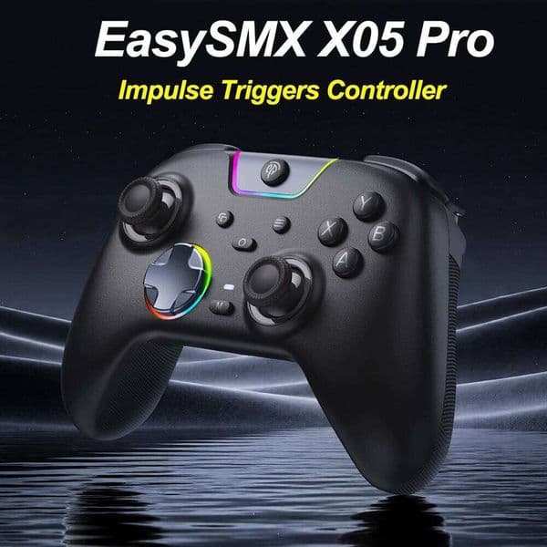 EasySMX X05 Pro Impulse Triggers Controller Compatible with PC/Switch/Android/iOS Phone/TV/Steam, Mute Button, Rumble Motors W260518