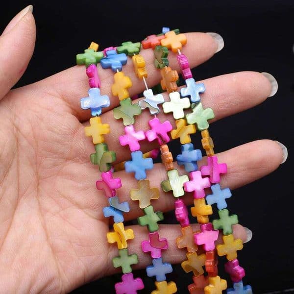 10x14mm Cross-Shaped Colored Natural Shell Semi-Finished Beads for Jewelry Making Supplies DIY Necklace Bracelet Accessories