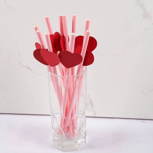 20Pcs Eco-friendly Heart Pink/yellow Degradable Daisy Flower Paper Straws 6mm Disposable Drinking Straw ddmynov