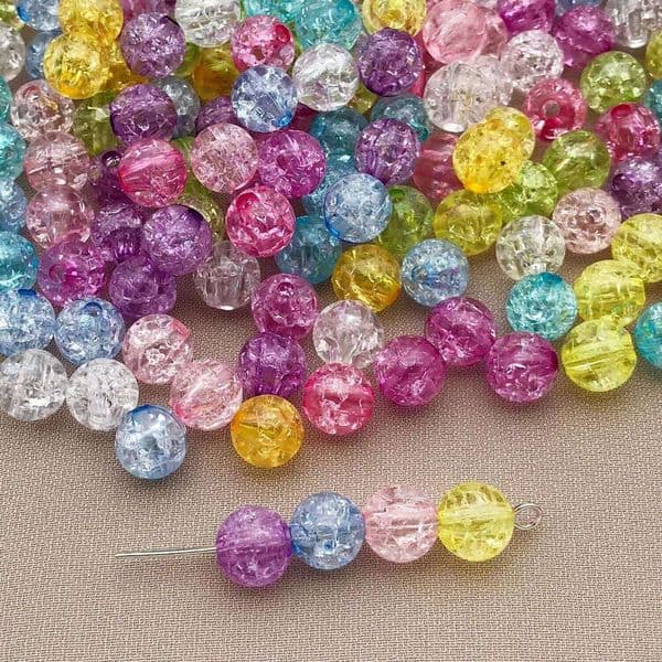 200pcs 8mm Mixed Colour Acrylic Loose Spacer Beads for Jewelry Makeing Diy Handmade Bracelets Necklace Earrings Accessories