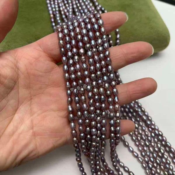 AA 4-5mm Purple Rice-Shaped Natural Freshwater Pearl Semi-Finished Beads for Jewelry Making DIY Necklace Bracelet Accessories