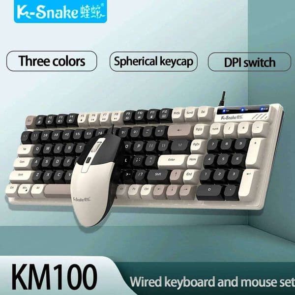 K-Snake KM100 Wired Fashion USB Laptop Office Universal Keyboard and Mouse Set 26Y0518