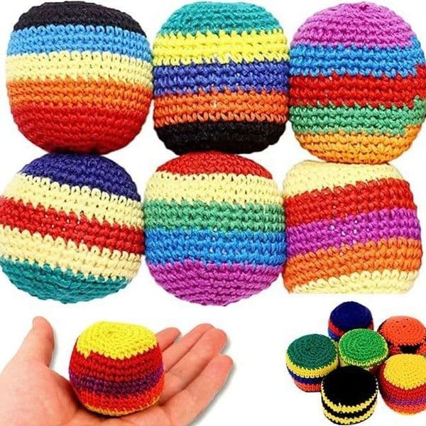 Crochet Cotton Hacky Sack Handmade Footbag Sandbag Kids Adults Outdoor Throwing Thumb Ball Toy Stress Relief Small Beanbag for Kickball Game TAX Duty FREE HJ