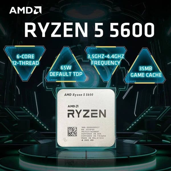 NEW AMD Ryzen 5 5600 R5 5600 35 GHz 6-Core 12-Thread CPU Processor 7NM L332M 100-000000927 Socket AM4 Graphics Chips Processor