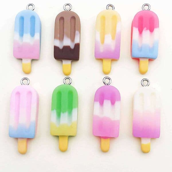 Randomly Mixed 10Pcs Rainbow Ice Cream Resin Charms Pendants For DIY Handmade Jewelry Making Accessories Necklace Bracelet