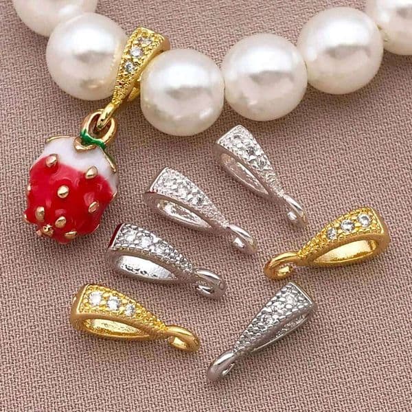 Mix2/4pcs 18K copper plated real thick silvery white golden with zircon melon seed buckle, DIY jewelry making accessories