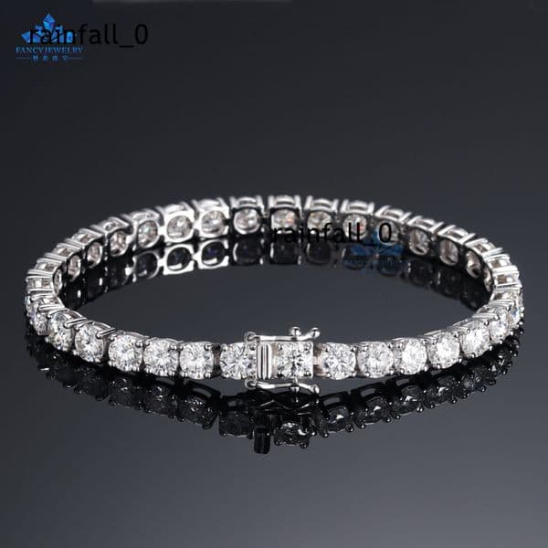 Cheapest Baguette Tennis Chain 925 Silver VVS 2mm 3mm 4mm 5mm 65mm Moissanite Tennis Bracelet Rose Gold Plated for Women