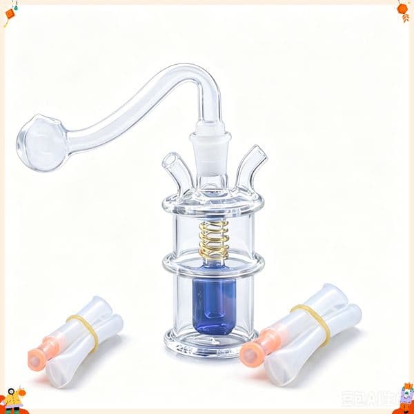 Newest Two Use 10mm Female Glass oil burner pipe MIni colorful water bottle bongs pipe with Two silicone hose and Silicone straw hose