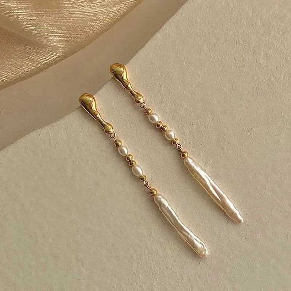 Minar High Quality Nature Freshwater Pearl Dangle Earrings for Women 14K Real Gold Plated Brass Beads Strand Long Tassel Earring L260518