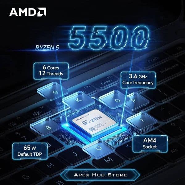 AMD Ryzen 5 5500 NEW CPU Processor 65W 36 GHz 6-Core 12-Thread R5 5500 L316M Socket AM4 7NM DDR4 but without cooler