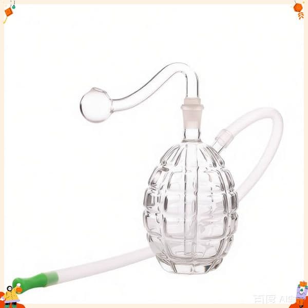 Wholesale Clear Grenade Shape Glass Oil burner Bong Perc Heady Water Pipe Smoking Bubbler Shisha Hookah with 10mm male smoking banger bowl and silicone Hose