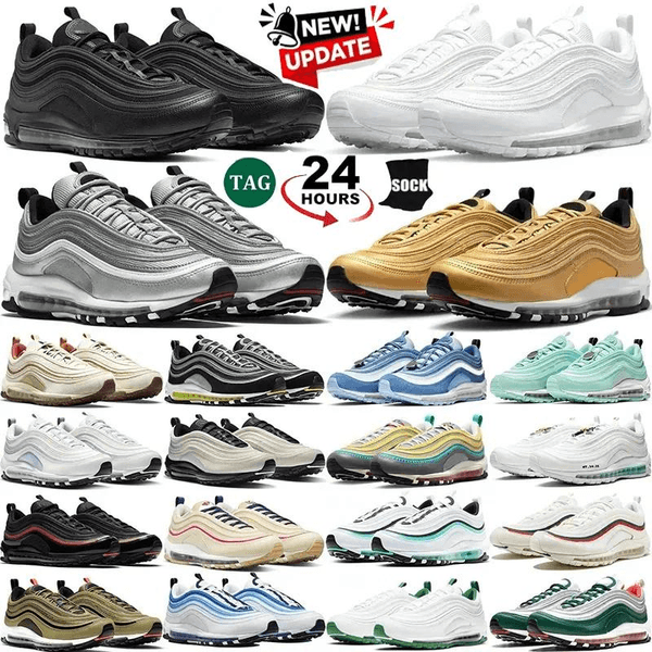 2026 97s designer running shoes men women 97s triple black white Jesus Satan Bred Neon Seoul mens trainers outdoor sports airmac 97 sneakers