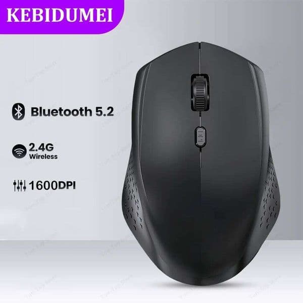 BT 5.2 2.4G Wireless Dual-Mode Silent Rechargeable Gaming Mouse 1600DPI For Laptop Computer Win Mac OS 26Y0519