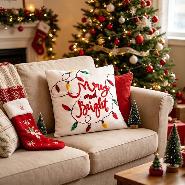 Christmas Decorative Throw Pillow Creative Santa Snowman Cushion Home Shop Holiday Layout Festive Gift
