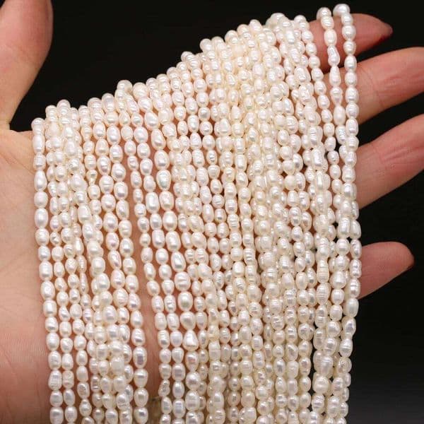AA 4-5mm Natural Freshwater Pearl Rice Shape Loose Spacer Beads for Jewelry Making Supplies DIY Necklace Bracelet Accessories