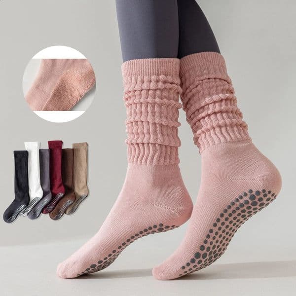 Yoga Socks Cotton Dot Silicone Terry Non-slip Women Pilates Grip Knee-high Slouch Socks 260520