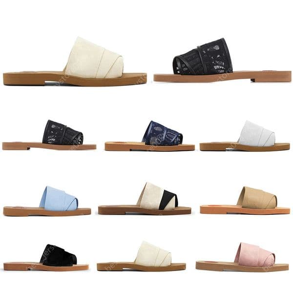 New Arrival Sandals Designer Women Slippers Woody Flat Mules Slides Mila Platform Soft Shoe Embroidered Linen High Heel Sandale Espadrille Wedge Fashion Sliders