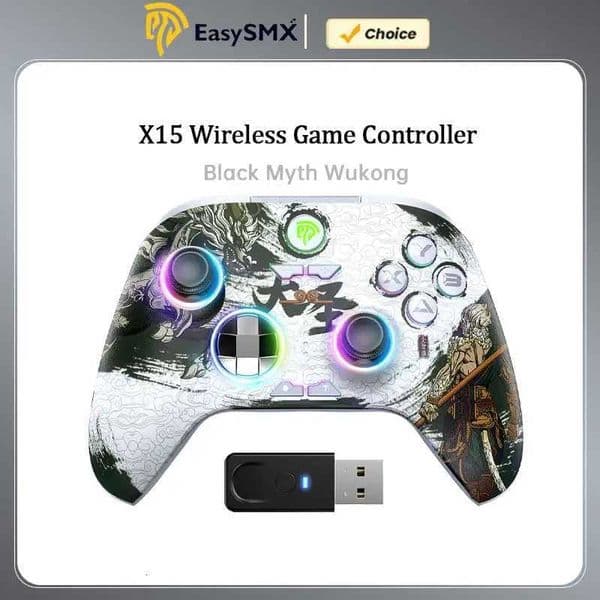 EasySMX X15 Wireless Gamepad Gaming Controller Compatible with PC/NS/TV/Phone/Steam RGB Hall Effect Black Myth Wukong H260519
