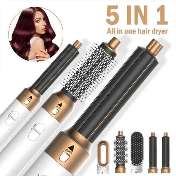 5 In 1 Hair Dryer Comb Set Professional Hot Air Styler For Hair Curling Straightening And Volumizing At Home T260520