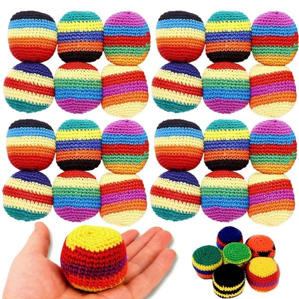Knitted Hacky Bag Set,Hand-Made Knitted Footbag Sack,Juggling Footbag for Beginners,Foot Bag Crochet Hacky Ball TAX Duty FREE HJ