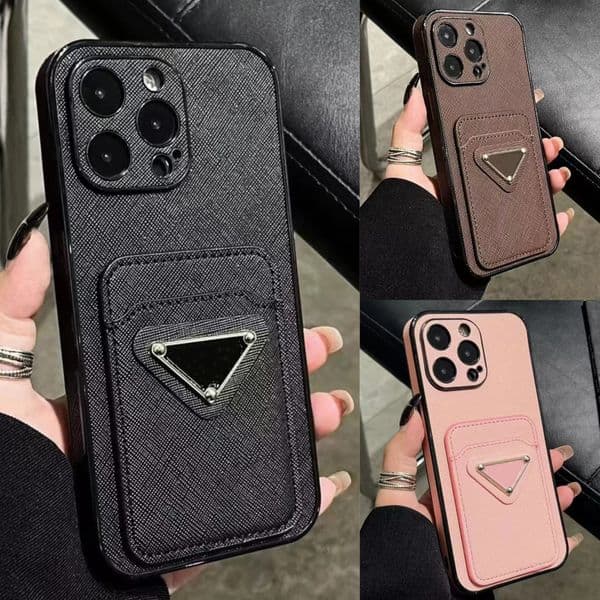 17 Pro Max Phone Case Designer Wallet Card Holder Pocket iPhone Case for Apple iPhone 16 ProMax 15 Plus 14 13 12 11 17 Air Cases Brown pu Leather Card package Cover