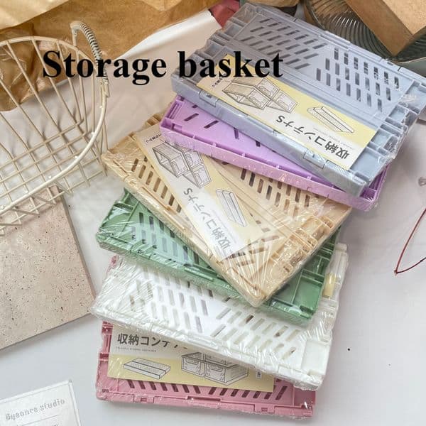 ins wind folding plastic storage box student desktop finishing fashion stationery folding basket storage basket