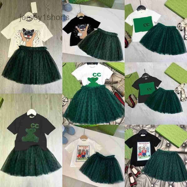 Luxury Summer Kids T-shirt Veil short Fashion Designer Cute Baby Clothes Children Short Sleeve Boys Girls Sets Clothing Suits Cotton Dress size 90-160 q9Xn