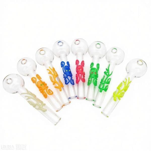 Wholesale 4inch Smoking Glass Oil Burner Pipes Colorful Thick heady Octopus Glow in Dark Luminous Hand Pipe Spoon Burners Bubble