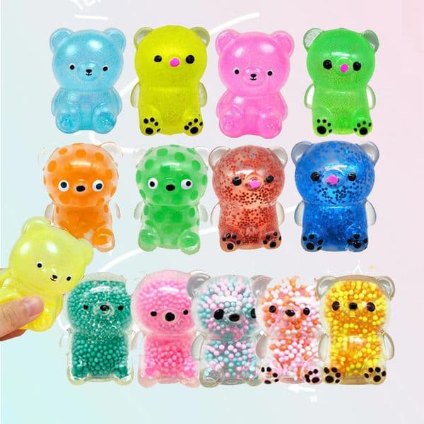 Fidget Toys Squishy Cute Bear Squeeze Ball , Stress Balls for Stress Relief,Pull Stretch Classroom Prize Party Favors Toys for Kids
