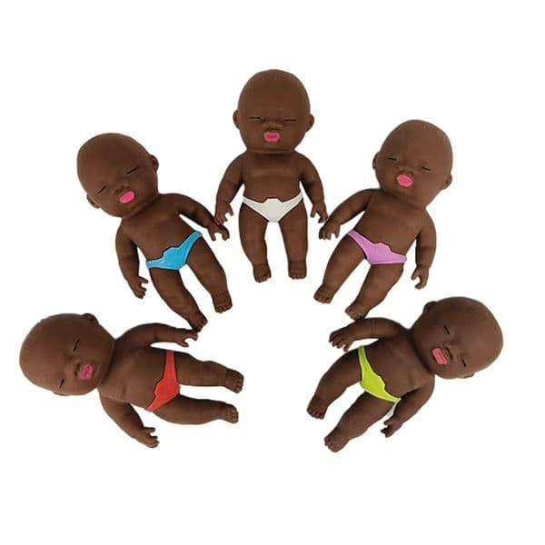 New Needoh Squishy Black Doll Fidget Toys for Relaxation High Density Gel Filled Fidgets for Classroom Sensory Calming Toys for Kids Gift
