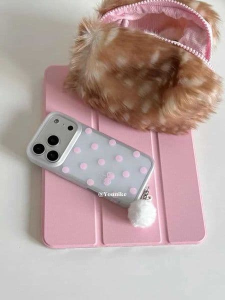 Pink Polka Dots and Cherry Cute Phone Case For iPhone 17 AIR 16E 15 14 13 12 11 Pro MAX MINI XR XSMAX 7 8 Plus Y2K Matte Cover Z260521