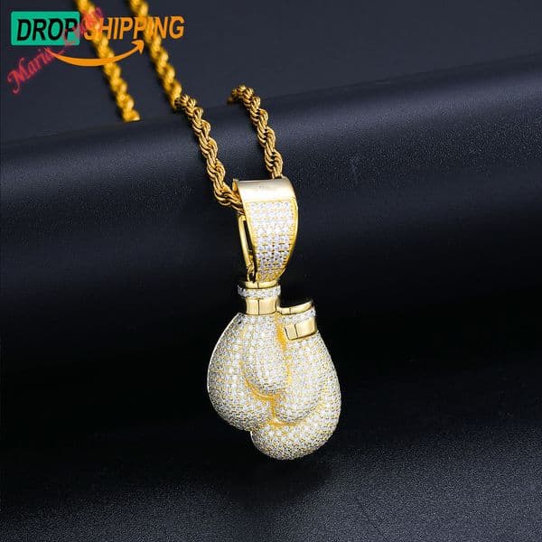 Luxury 925 Sterling Silver VVS Moissanite Iced Out Boxing Glove Pendant Pass Diamond Tester GRA Certified Two Tone Sports Hip Hop Unisex Statement Jewelry Gift