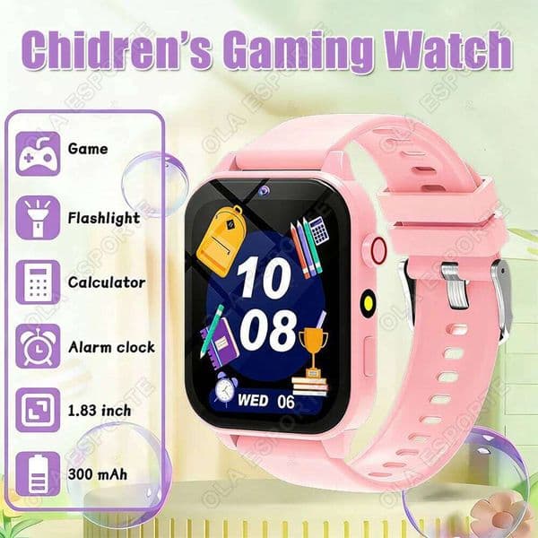 Kids Smart Watch HD Camera Flashlight 18 Kinds of Games Stopwatch Calculator Alarm Clock Christmas Gift For Boys Girls SM-R390