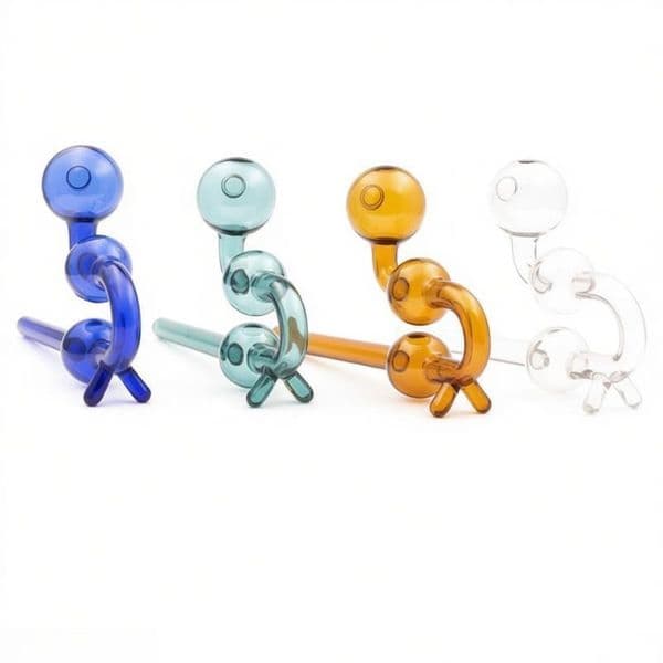 Colorful U Style Glass oil burner Pipe Snake Shape With 3 Balls Lenght colorful Cuved Hand pipes For Smoking with Balance