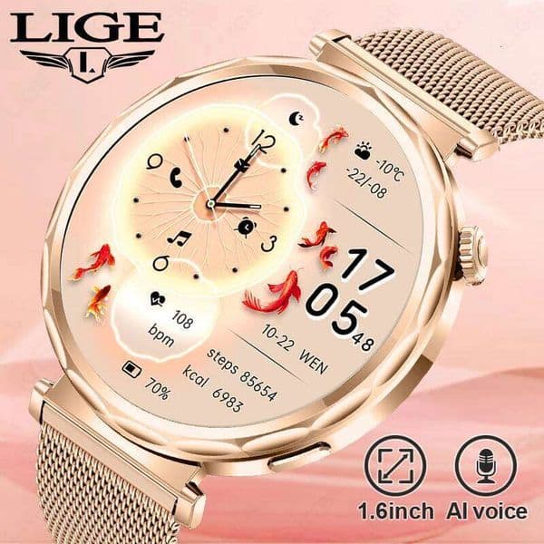 LIGE 2026 New Smart Watch Women Full Circle Touch Screen Bluetooth Call Waterproof Sport Activity Fitness Smartwatch Ladies Gift
