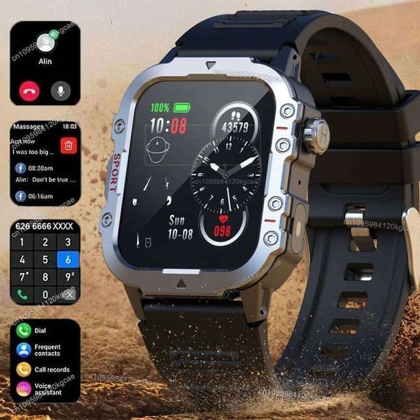 2026 New Military Smart Watch Men Outdoor Sports Fitness Tracker Health Monitoring 1.44Inch Bluetooth Calls Smartwatch IP67 3ATM