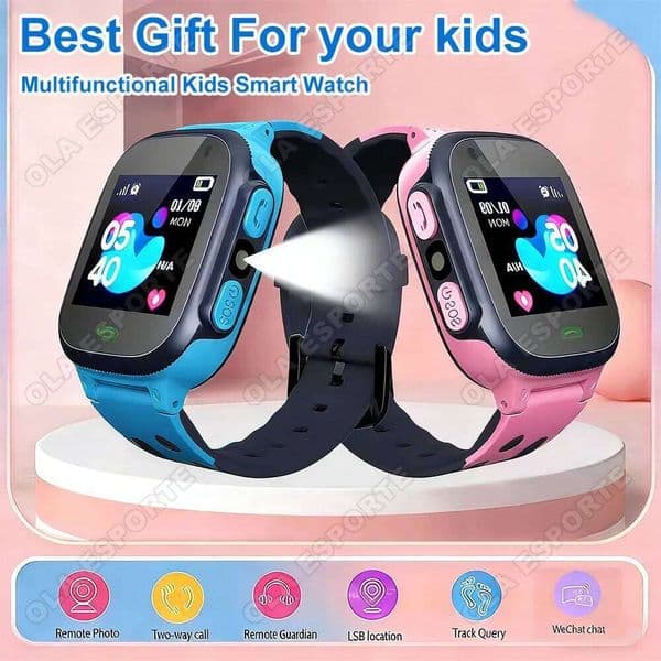 Kids Smart Watch Men Women 1.44" HD Screen SOS GPS LED Flashlight Two-Waycalling Mathematical Calculation Smartwatch Waterproof