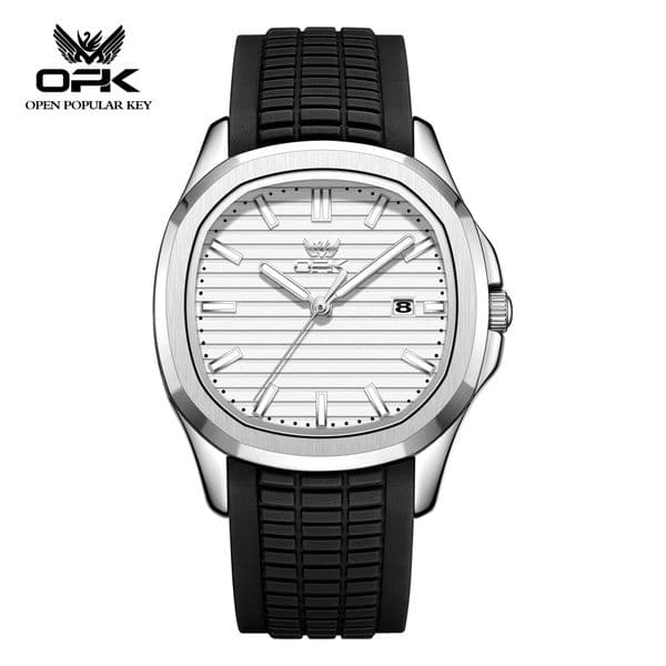 2026 New Designer OPK Brand Watch Simple And Fashionable Striped Silicone Strap Single Calendar Men's Watch Waterproof Quartz Men's Watch Wholesale