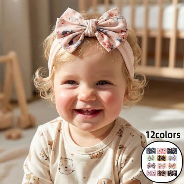 Versatile Seasonal Childs Accessory Soft Stretchy Fabric Baby Hair Band Embellished with Adorable Knot Design