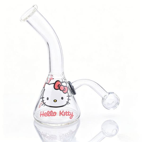 Wholesale Mini Cute Beaker glass oil burner Bong Clear Water tobacco Bongs pipe with Downstem Glass banger smoking Bowl