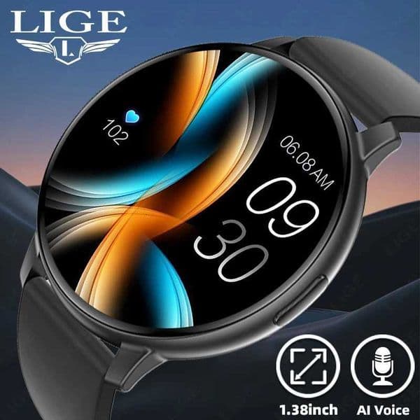 LIGE New Smart Watch Men Bluetooth Call Heart Rate Blood Oxygen Monitoring IP67 Waterproof Sports Men Smartwatch for Android iosT260522