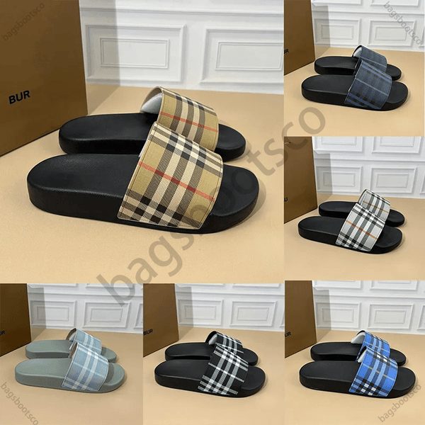 2025 New Classic Plaid Slide Sandals - Designer Inspired Checkered Open Toe Slippers Non-slip Flat Slides for Men Women Beach Casual Non-slip Casual Slide Slippers