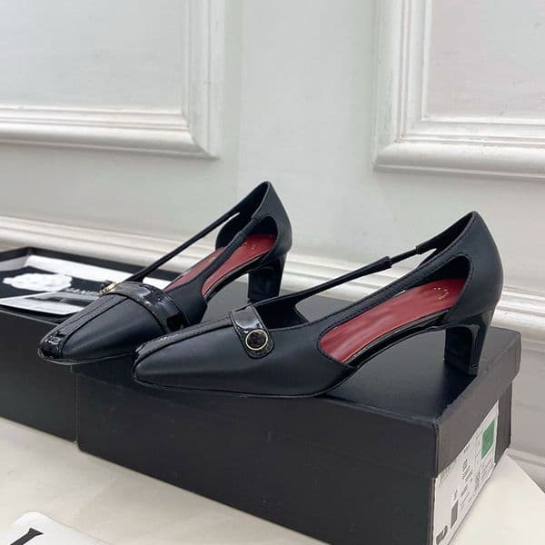 Designer 2026ss Color Blocked Leather High Sandals Womens Comfortable Retro Mule Shoes Ladie Ball Pump Leather Outsole Sizes 35 41