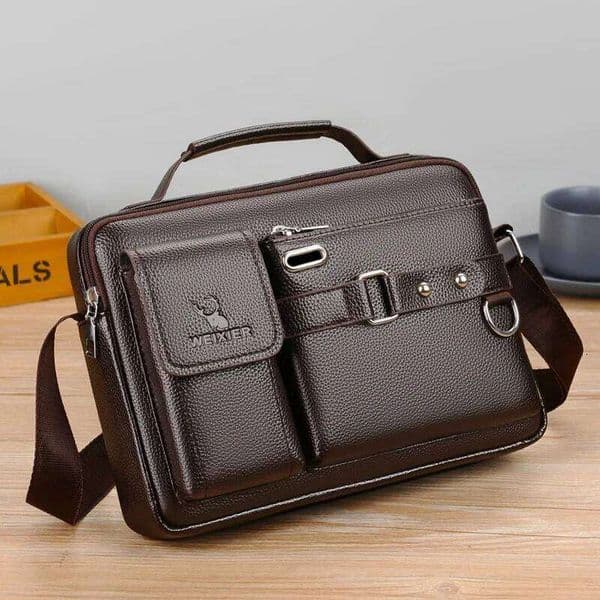 Men Cross body Messenger Handbag Business Briefcases Laptop Retro Office PU Leather Male Top Handle One Shoulder Bag