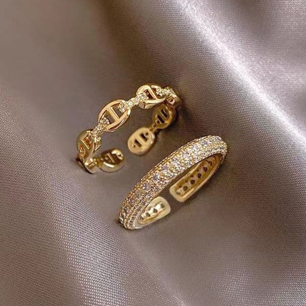 Light Luxury Niche Design Ring Sparkling Diamond Splicing Temperament Index Finger Ring Band Style Womens Rings designer accessories jewelry